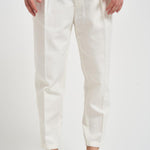 Pantalone uomo doppia pinces bianco BELLOD 300016120 BRIGLIA 
