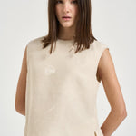 Blusa donna con foglie ricamate avana 5S1023 L9487400 GLANSHIRT 