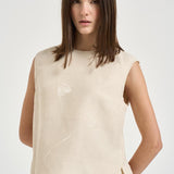 Blusa donna con foglie ricamate avana 5S1023 L9487400 GLANSHIRT 
