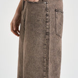 Bermuda uomo effetto slavato in denim marrone 307 WASHED BROWN WOODBIRD 