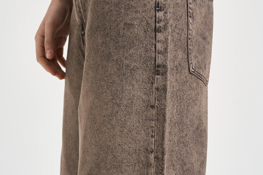 Bermuda uomo effetto slavato in denim marrone 307 WASHED BROWN WOODBIRD 