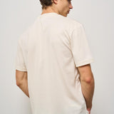 T-shirt uomo girocollo ecru con logo TH0027 XFJ LACOSTE 