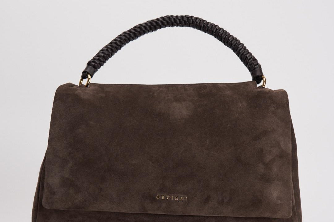 Borsa donna Sveva Peach XL a spalla in suede con tracolla moro B02185PEO TMORO ORCIANI 