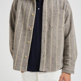 Camicia uomo gessata grigia in lana 1000558 320 LES DEUX 