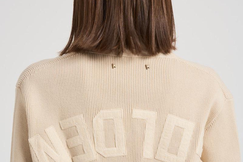 Cardigan in maglia con logo GWP00950 P00197255550 GOLDEN GOOSE 