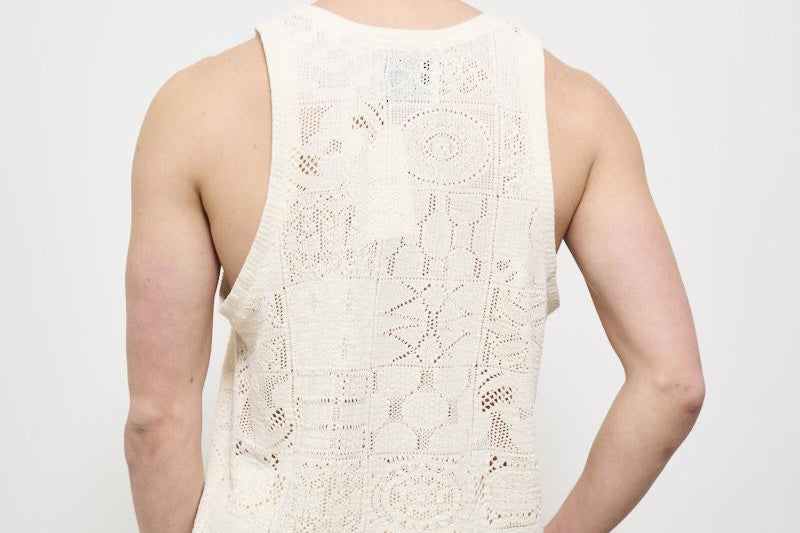 Canotta uomo traforata panna LDM101219 215215IVORY LES DEUX 