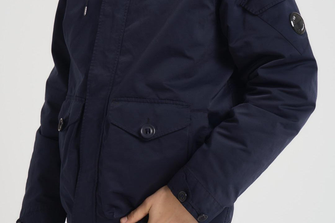 Piumino uomo cappuccio blu notte 19CMW189A 11089G888 C.P. COMPANY 