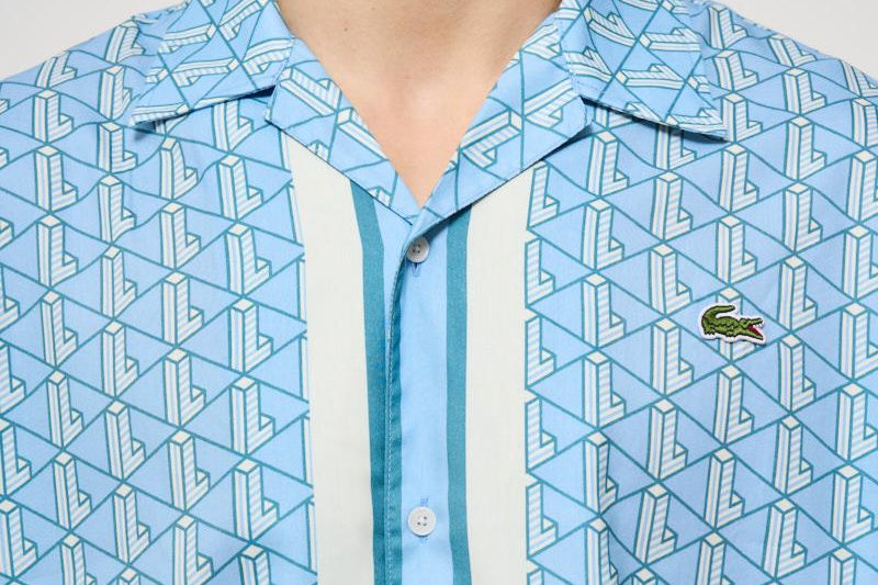 Camicia uomo monogram celeste CH9094 GIL LACOSTE 