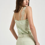 Top donna in stile lingerie verde 106623A385 LYDIAS86 PINKO 
