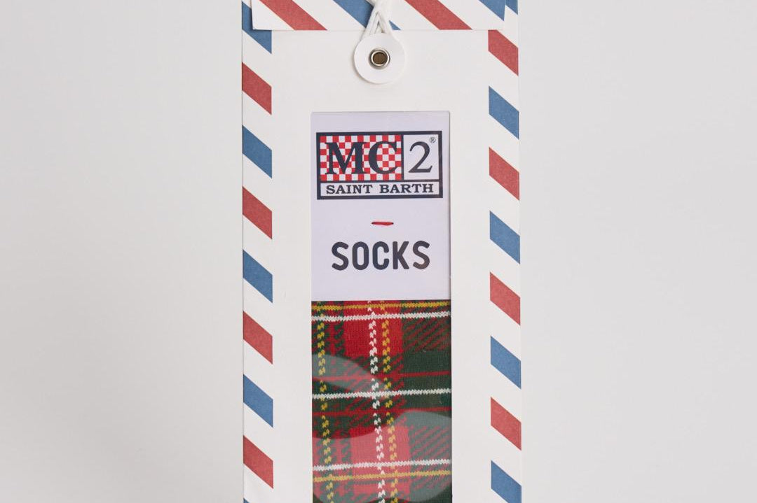 Calzini uomo stampa a rombi rosso e verde SOX TART51 MC2 SAINT BARTH 