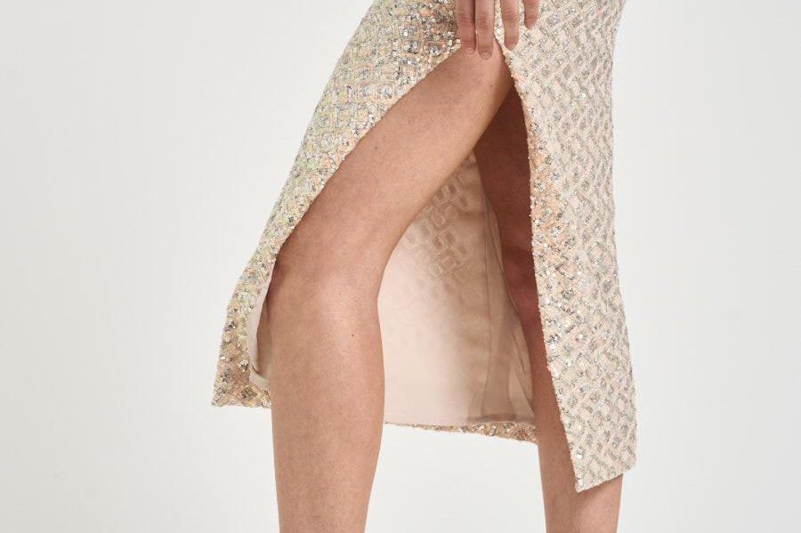 Gonna donna full paillettes cipria 609GO UNICA ACTUALEE 