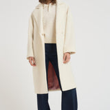 Cappotto donna midi in lana panna NAUSICA FENICE100 ACCADEMIE TESSILI 