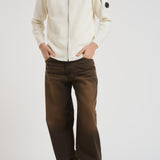 Felpa uomo con cappuccio in lana bianca MKN057A 110149A103 CP COMPANY 