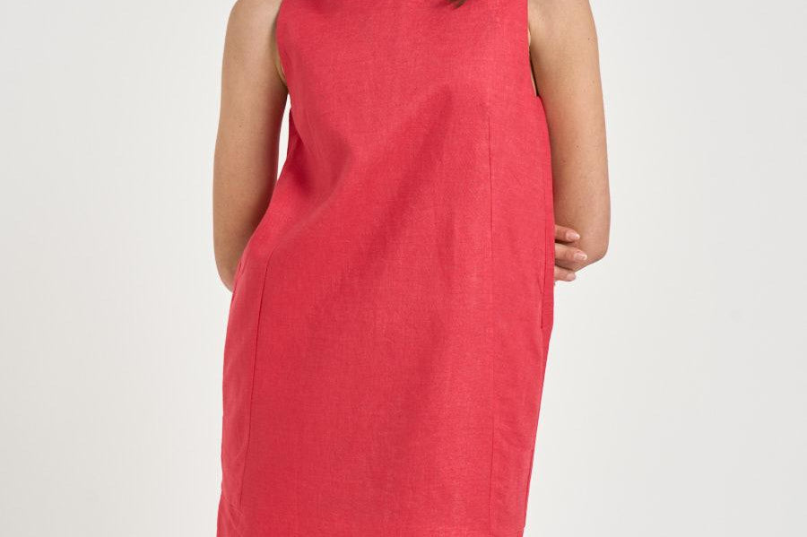 Abito donna corto smanicato corallo S6SN18 D10 SEMICOUTURE 