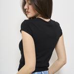 T-shirt donna nera T-Angie logo cut-out A06268 0AFAA9XXA DIESEL 
