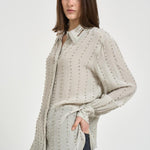 Camicia donna con strass grigia 106238A31F CAITLINI18 PINKO 