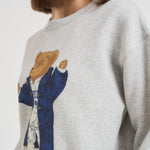 Felpa donna girocollo grigia con Bear 211972794 001 RALPH LAUREN 