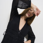 Abito donna lungo nero Amara RO0668FA C1J07E01BK MARANT ETOILE 