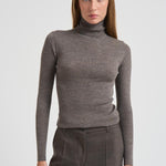Dolcevita donna tortora a costine D512552X LEILA024CASTAGNA P.a.r.o.s.h. 
