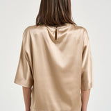 Blusa donna in raso beige A06871 2372E46E PESERICO 