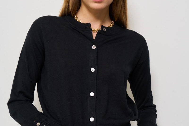 Cardigan donna cropped nero FE7853E 3002 ALPHA STUDIO 