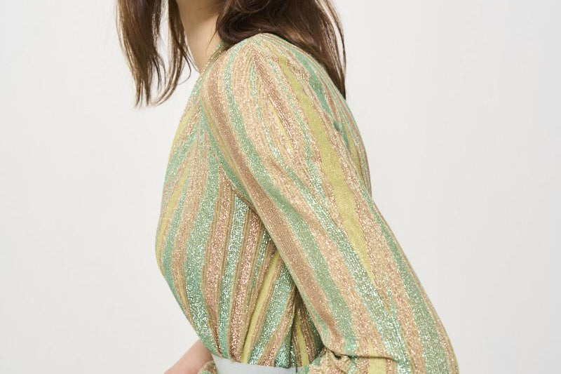 Abito donna lamé verde 13918 6014 FORTE FORTE 