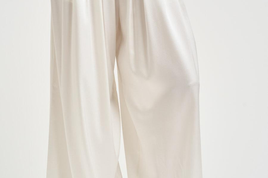 Pantalone donna Sandy a palazzo bianco 326SS3808S IVORY DANAME 