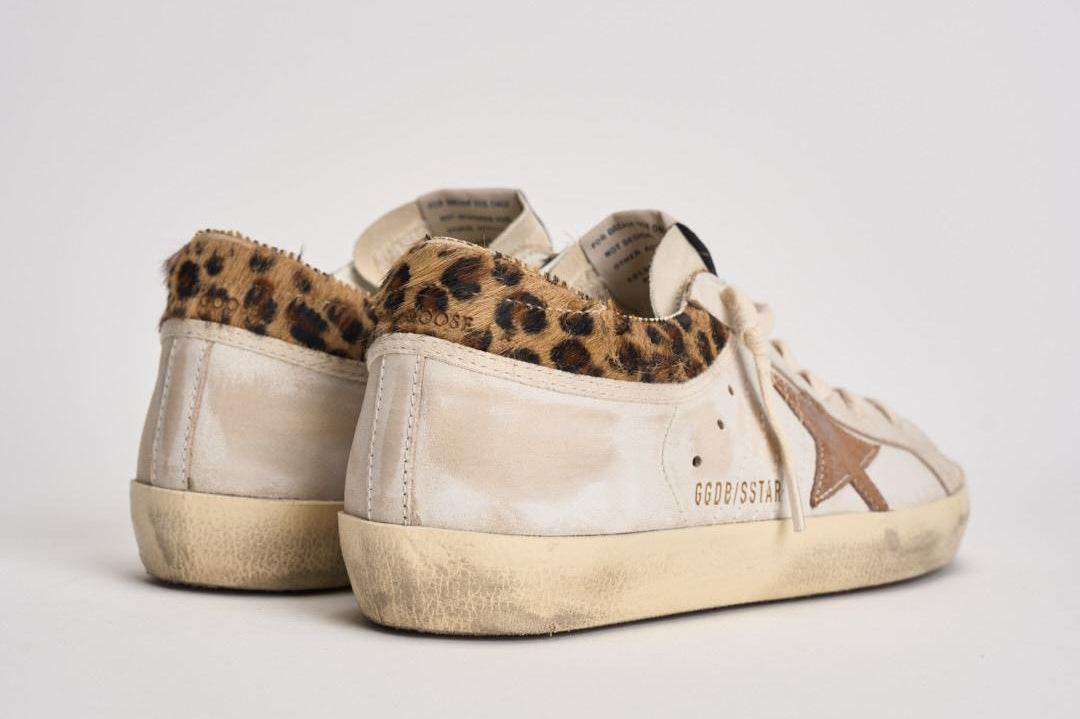 Sneakers donna Super Star bianca e cavallino leopardato GWF01042 F00816783260 GOLDEN GOOSE 