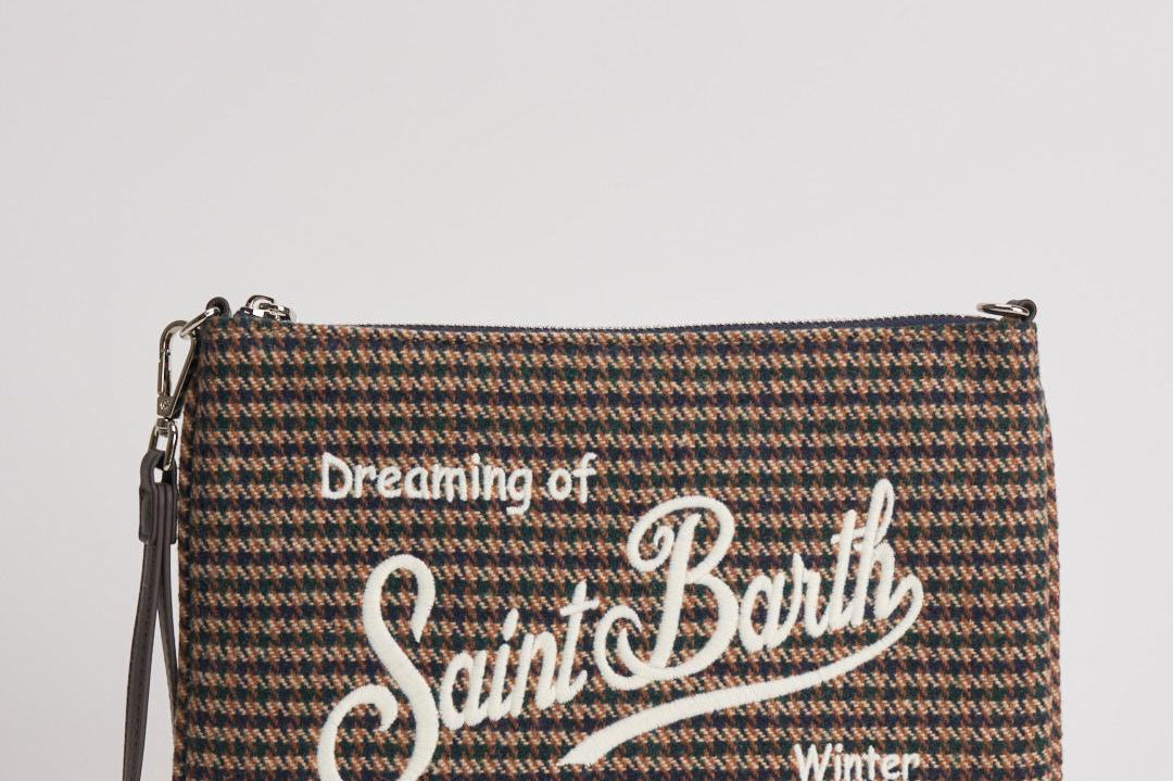 Pochette donna Parisienne Wool Pied de Poule verde PARISIENNE WLPDP5161 MC2 SAINT BARTH 