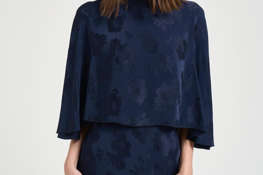 Abito donna con mantella removibile blu 14561 5015 FORTE FORTE 