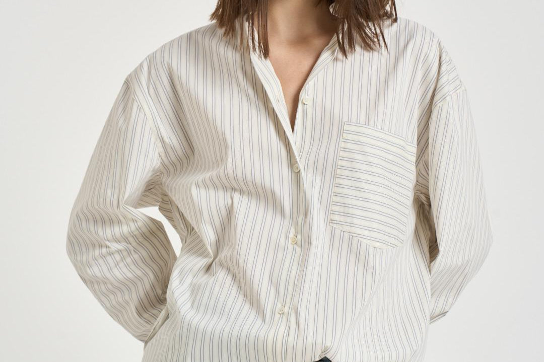 Camicia donna a righe bianca e grigia LASMY MUL5826S IRO 