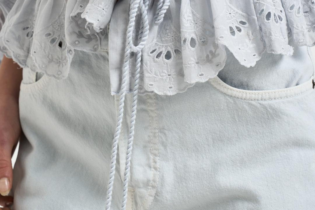 Blusa donna Polly con pizzo celeste HT0767FA D1J05E30LU MARANT ETOILE 