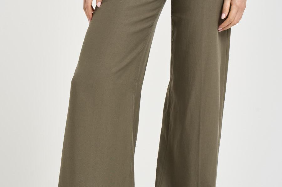 Pantalone donna Nadia Chino Palazzo verde militare NADIA 150 OLIVA NINE IN THE MORNING 