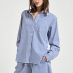 Camicia donna a righe blu e strass D380646 CASHINE883 P.a.r.o.s.h. 