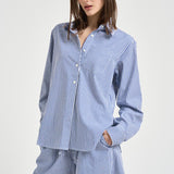Camicia donna a righe blu e strass D380646 CASHINE883 P.a.r.o.s.h. 