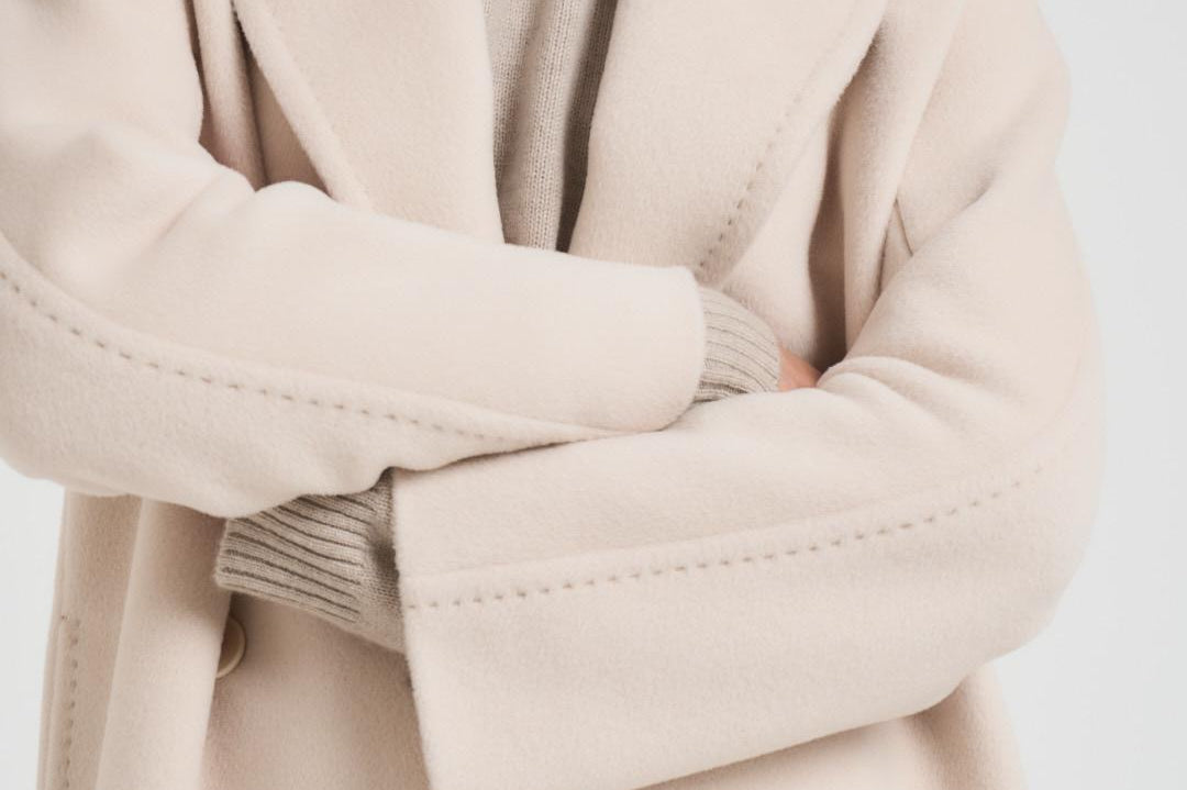 Cappotto donna midi doppiopetto panna TOKIO 023 MAX MARA STUDIO 