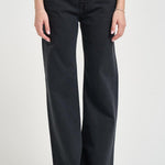 Jeans donna gamba dritta in denim nero WINNTTWILL CARBON HAIKURE 