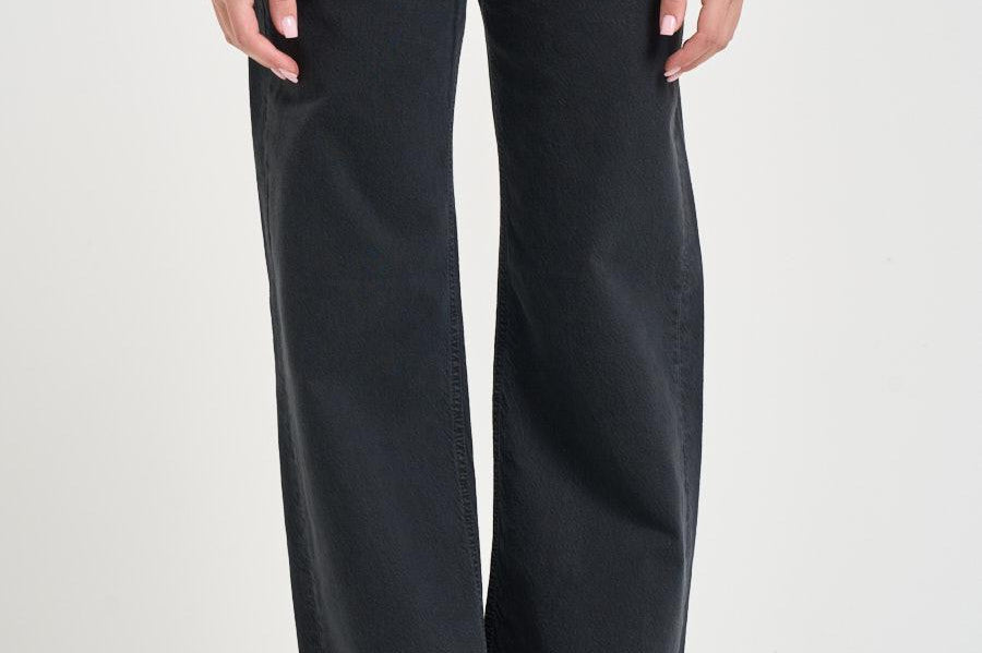 Jeans donna gamba dritta in denim nero WINNTTWILL CARBON HAIKURE 