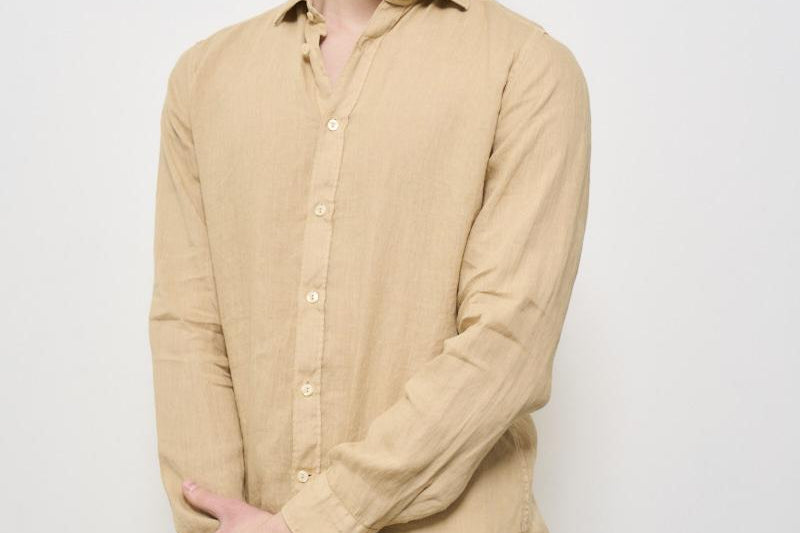 Camicia uomo beige X66TNW US5 ACCADEMIE TESSILI 
