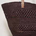 Borsa donna a spalla in rafia cioccolato V7.4CK CHOCOLATE MANEBI' 