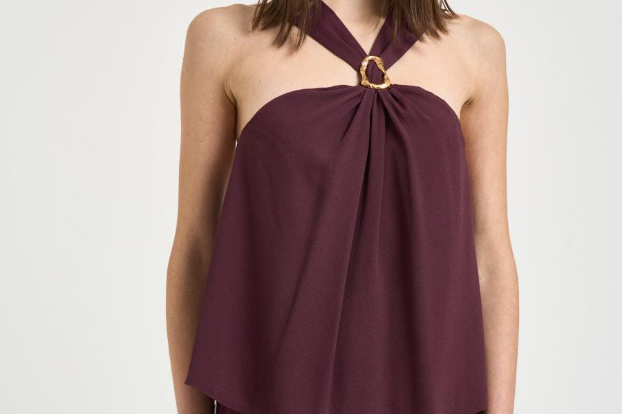 Top donna con gioiello bordeaux 14885 2543 FORTE FORTE 