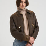 Giubbotto donna in pelle marrone GWP02376 P00216590108 GOLDEN GOOSE 