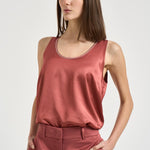 Top donna in raso rosso mattone A08481 06638124 PESERICO 