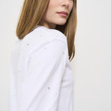 Maglia donna bianca con strass Y5SJ13 A01 SEMICOUTURE 