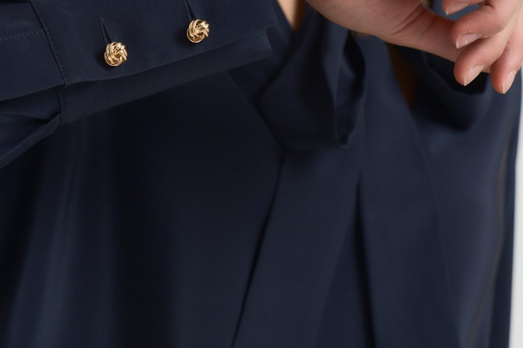 Blusa donna con fusciacca blu notte CACO 045 MAX MARA STUDIO 