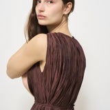 Abito donna lungo plissè bordeaux B57034 B578 ROBERTO COLLINA 