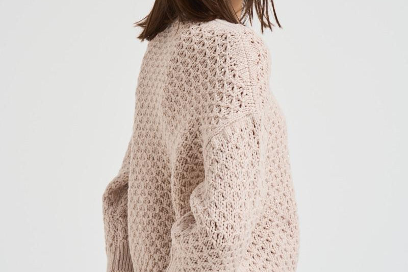 Maglia donna girocollo traforata beige A99314F05 947 PESERICO 
