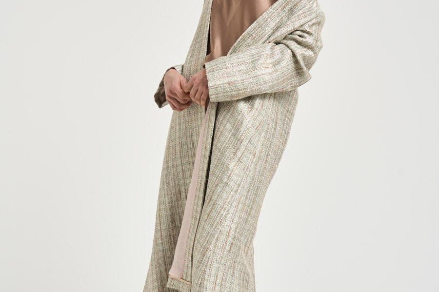 Cappotto donna lurex perla e rosa 14510 0023 FORTE FORTE 