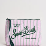 Pochette donna Aline in cotone a righe lilla ALINECOTTON 07612L MC2 SAINT BARTH 