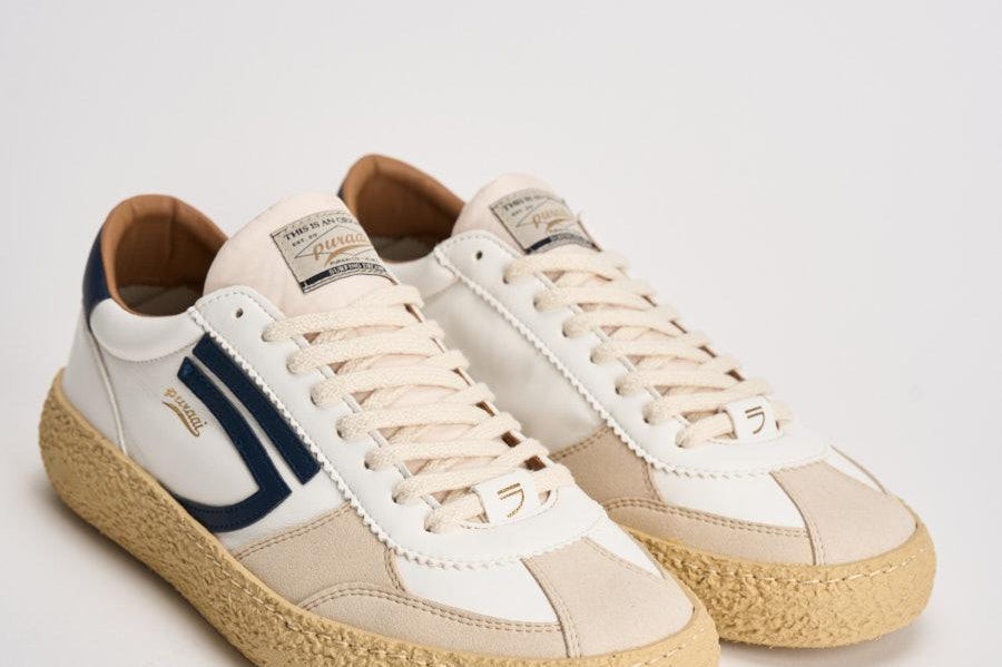 Sneakers uomo Vintage Whale in pelle bianche e nere VINTAGE WHALE PURAAI 